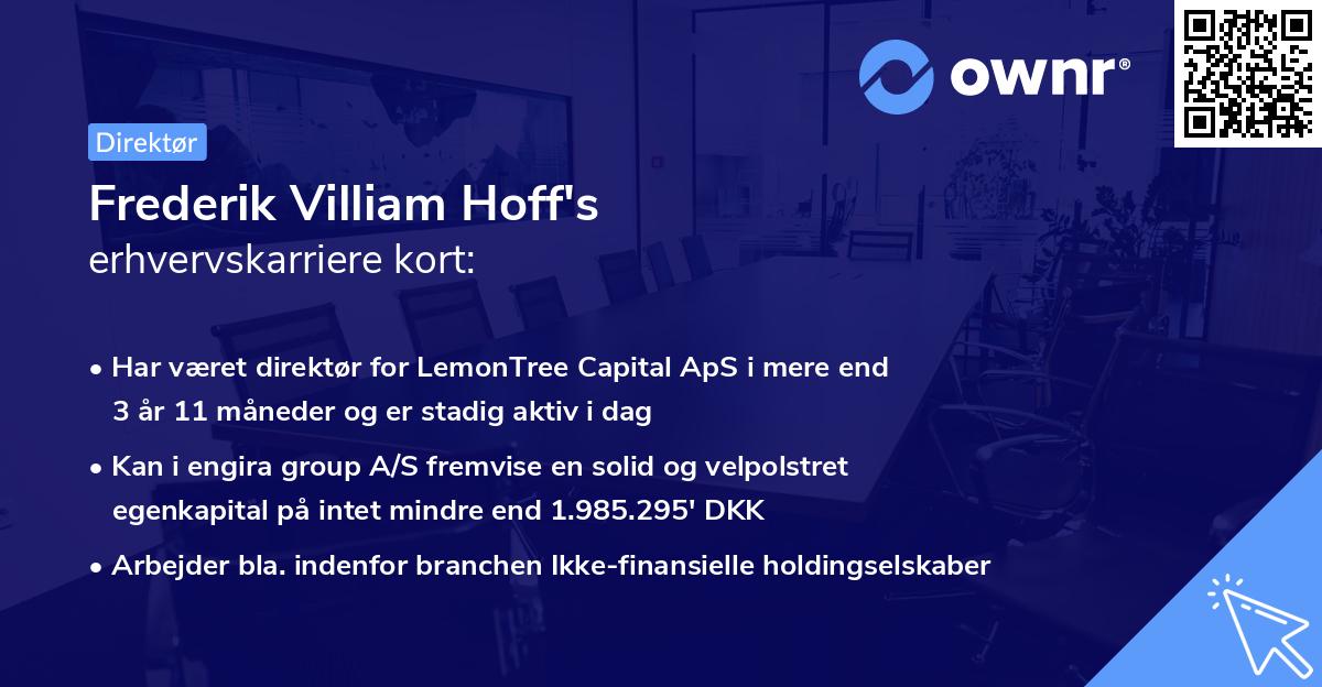 Frederik Villiam Hoff's erhvervskarriere kort
