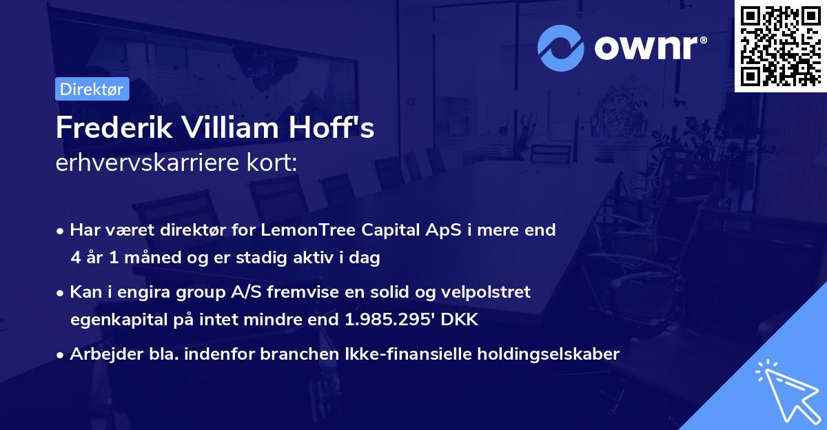 Frederik Villiam Hoff's erhvervskarriere kort