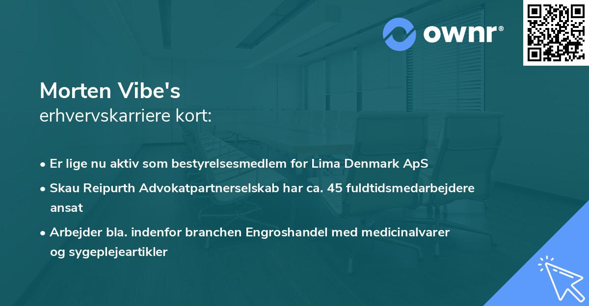 Morten Vibe's erhvervskarriere kort