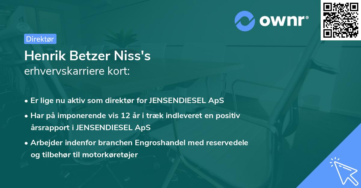 Henrik Betzer Niss's erhvervskarriere kort