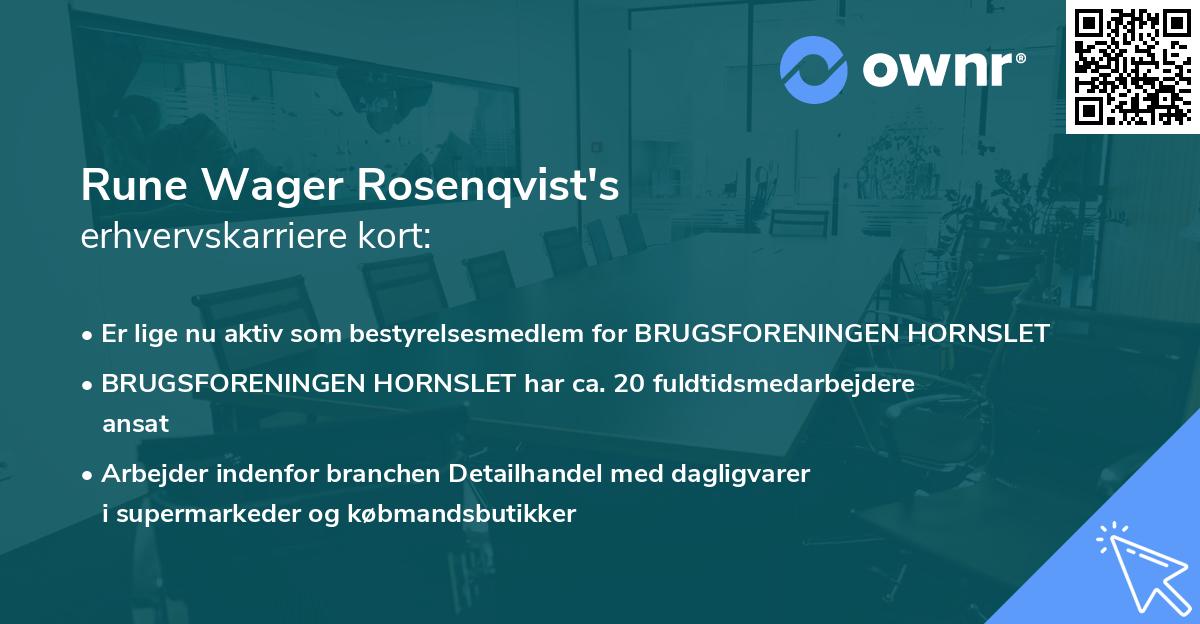 Rune Wager Rosenqvist's erhvervskarriere kort