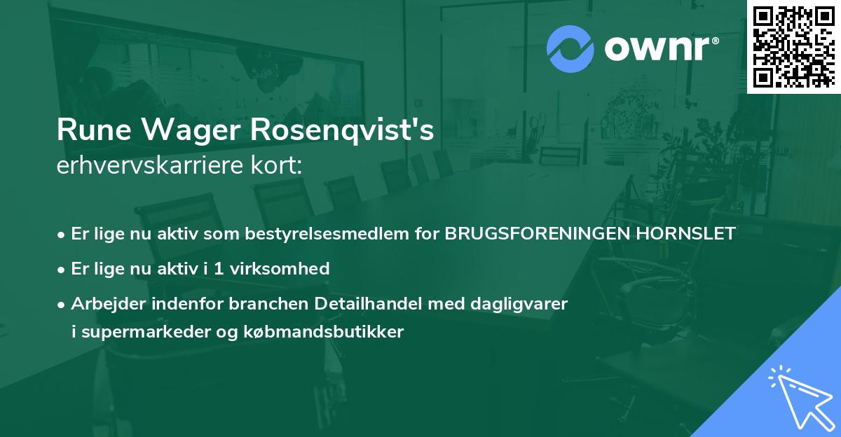 Rune Wager Rosenqvist's erhvervskarriere kort