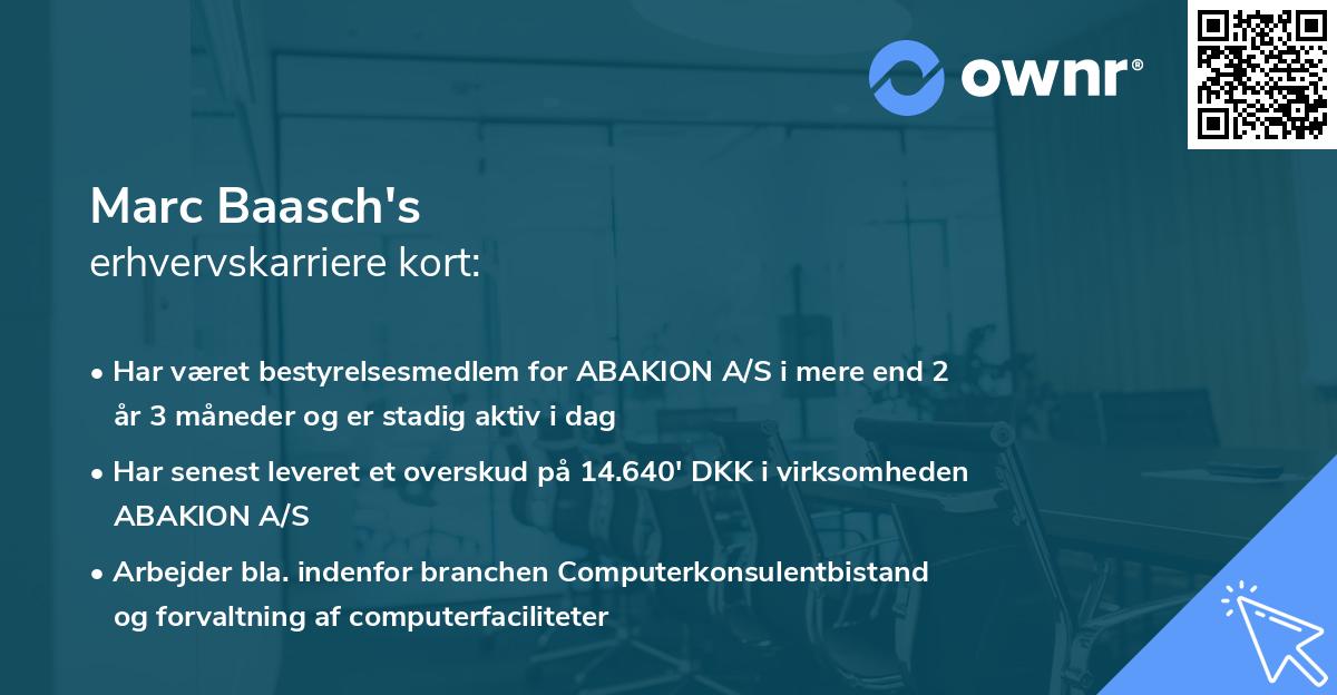 Marc Baasch's erhvervskarriere kort