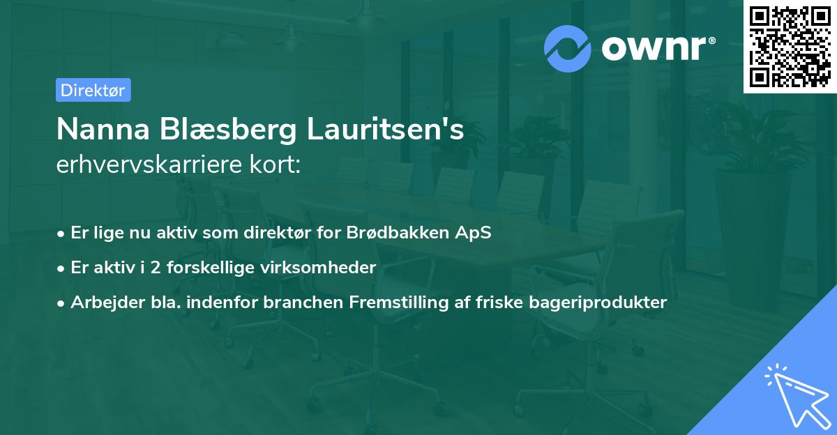 Nanna Blæsberg Lauritsen's erhvervskarriere kort