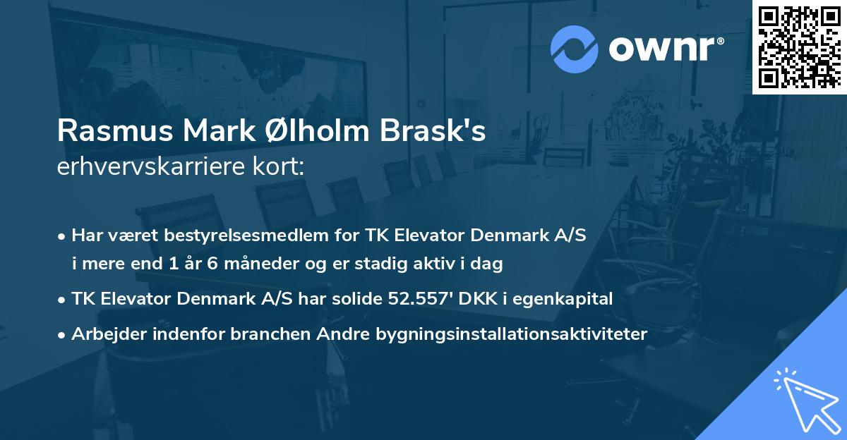 Rasmus Mark Ølholm Brask's erhvervskarriere kort