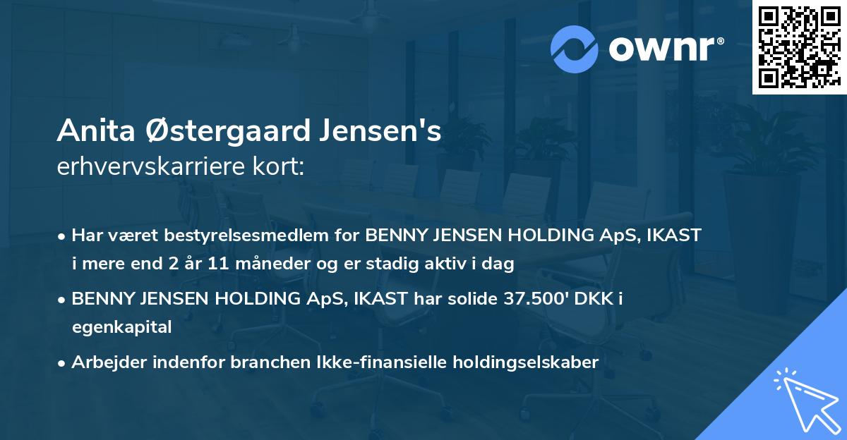 Anita Østergaard Jensen's erhvervskarriere kort