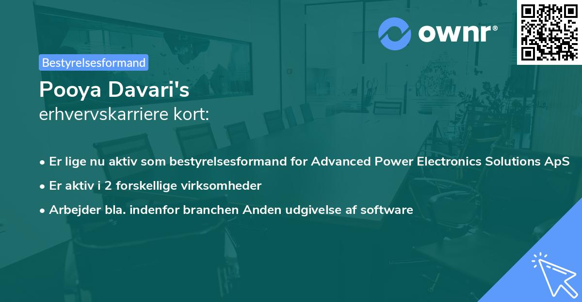 Pooya Davari's erhvervskarriere kort