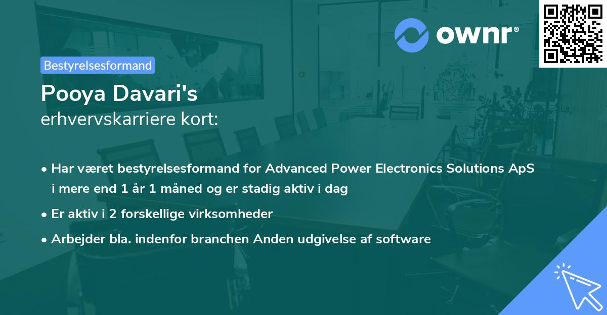 Pooya Davari's erhvervskarriere kort