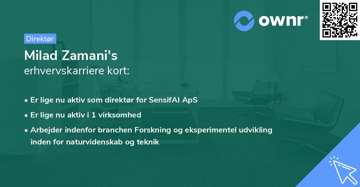 Milad Zamani's erhvervskarriere kort