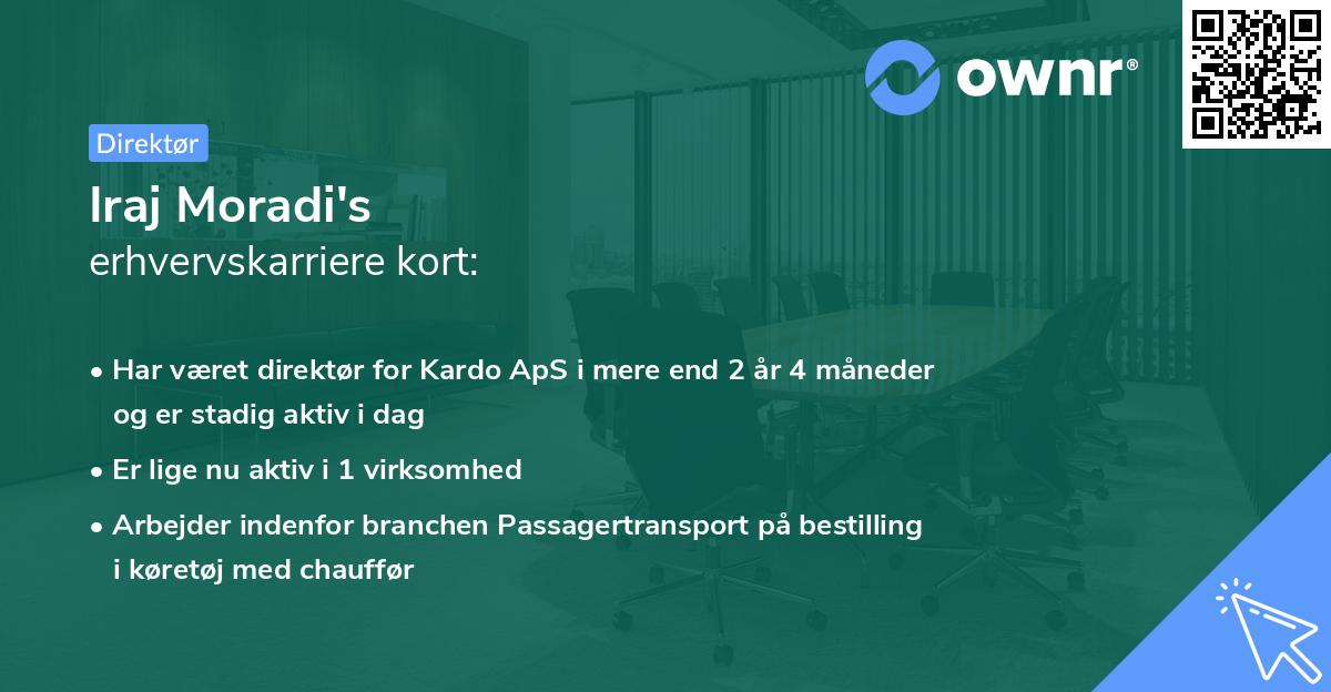 Iraj Moradi's erhvervskarriere kort