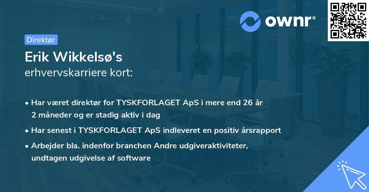 Erik Wikkelsø's erhvervskarriere kort