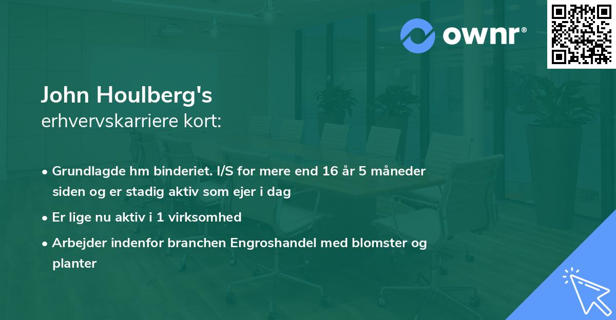 John Houlberg's erhvervskarriere kort