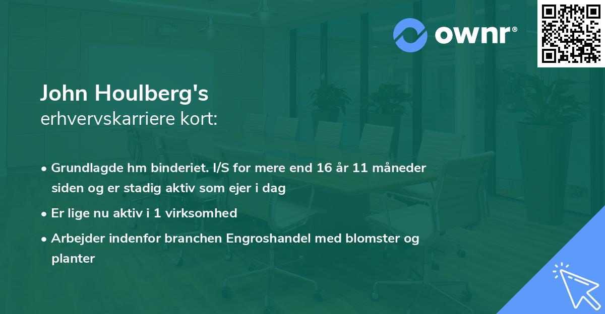 John Houlberg's erhvervskarriere kort
