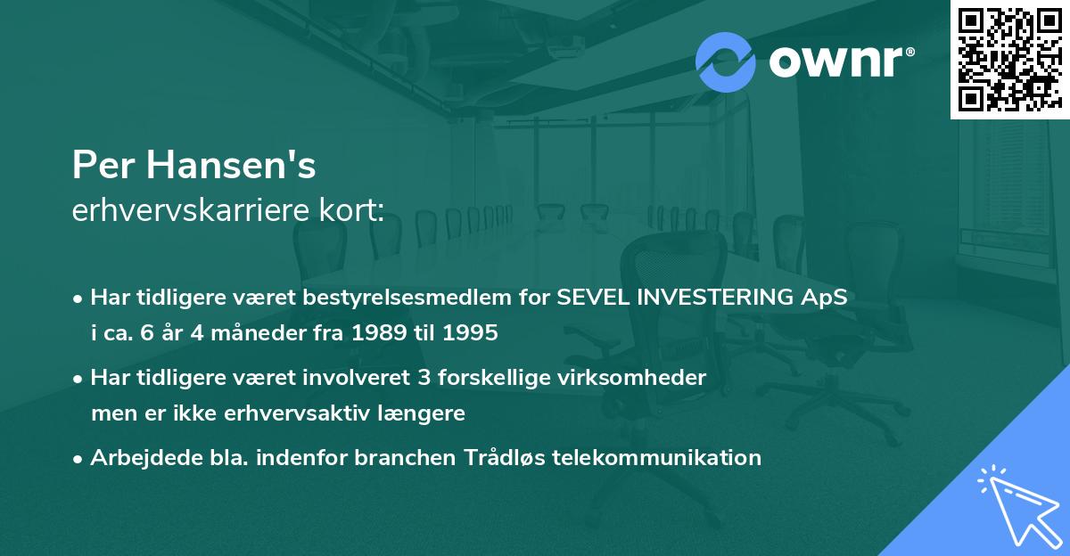 Per Hansen's erhvervskarriere kort