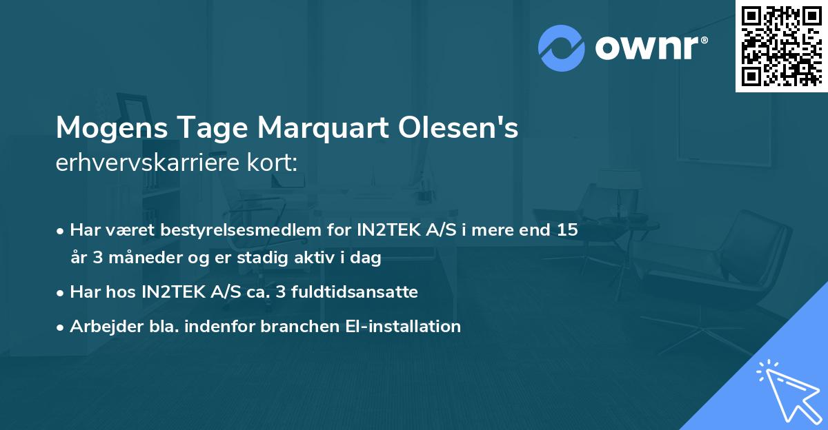 Mogens Tage Marquart Olesen's erhvervskarriere kort