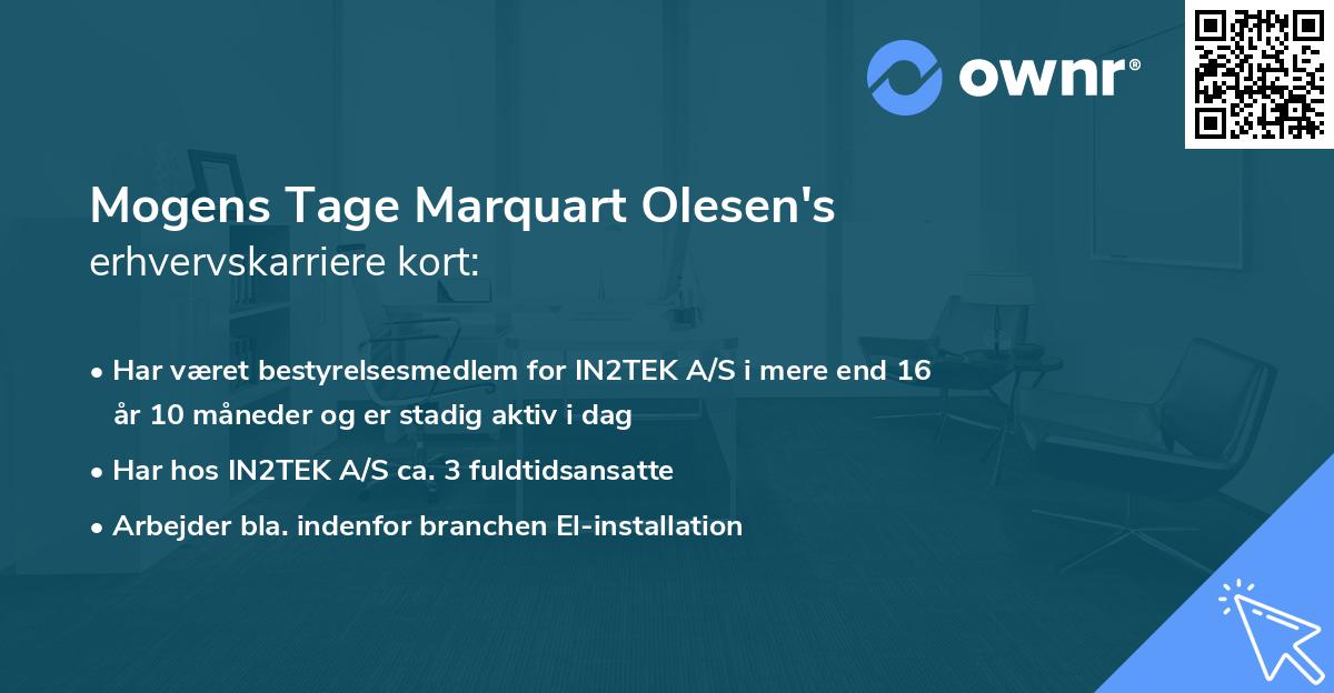 Mogens Tage Marquart Olesen's erhvervskarriere kort