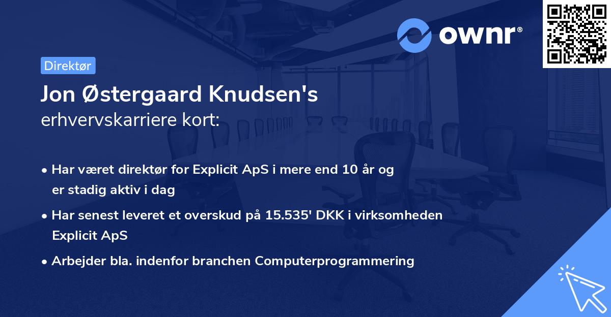 Jon Østergaard Knudsen's erhvervskarriere kort
