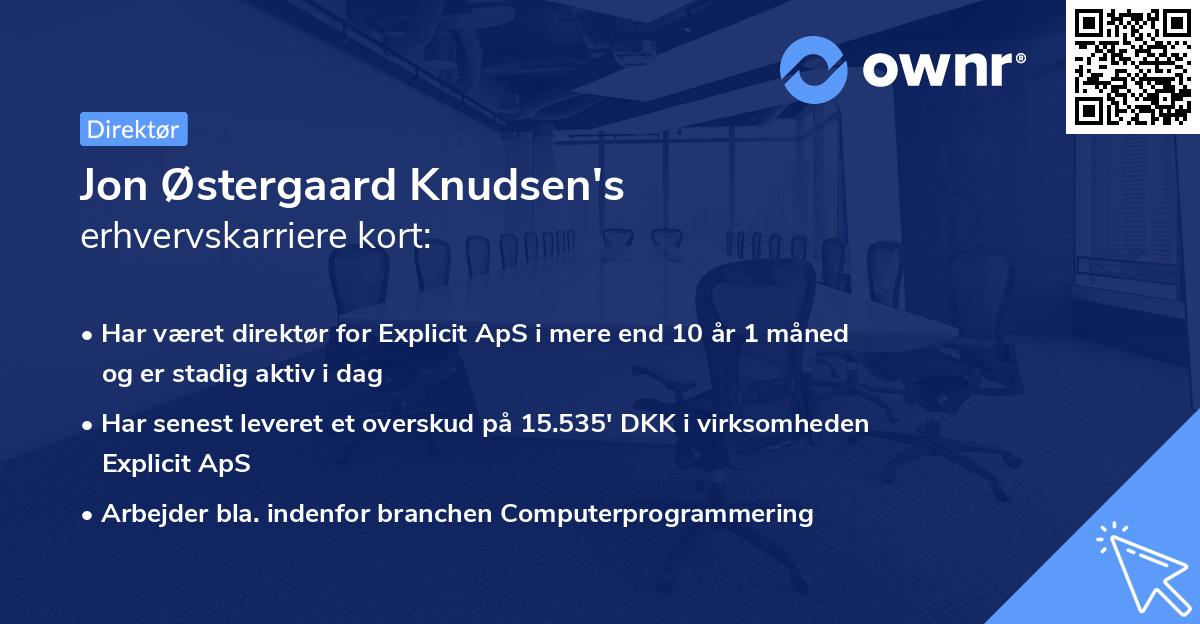 Jon Østergaard Knudsen's erhvervskarriere kort