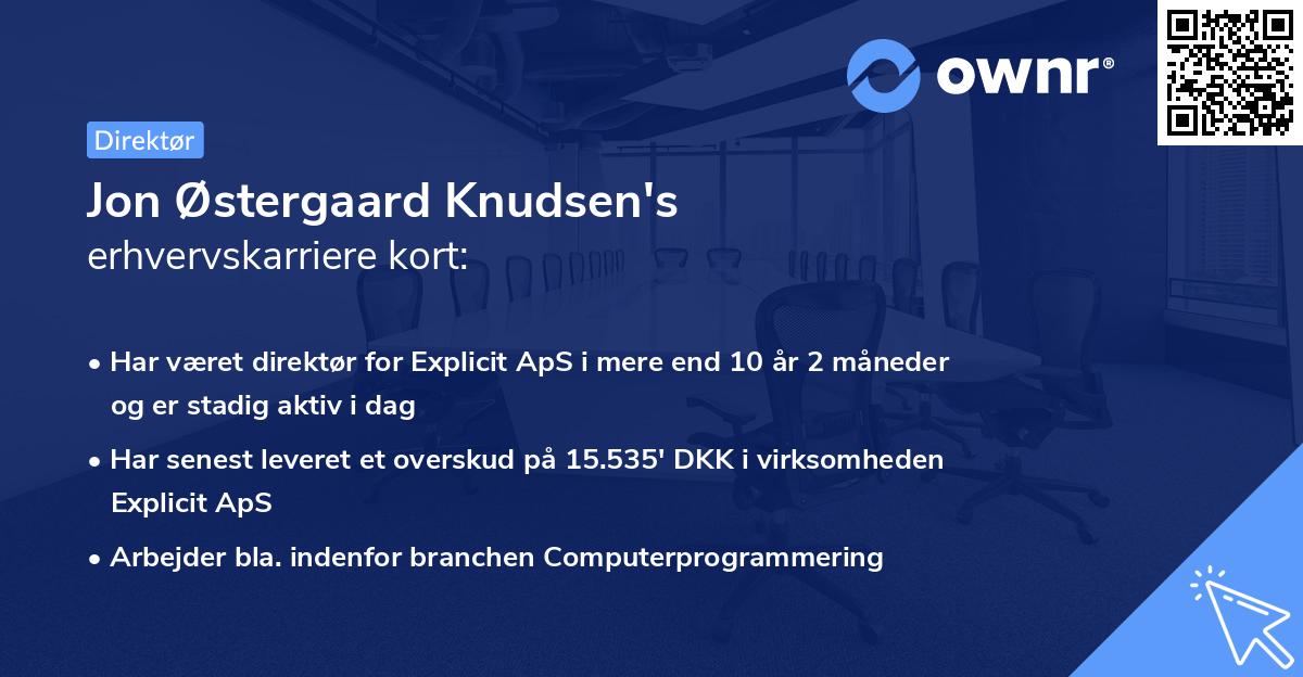 Jon Østergaard Knudsen's erhvervskarriere kort