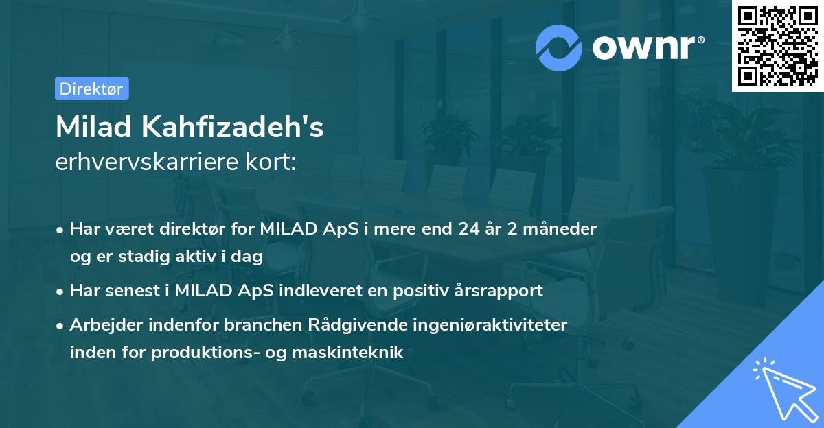 Milad Kahfizadeh's erhvervskarriere kort