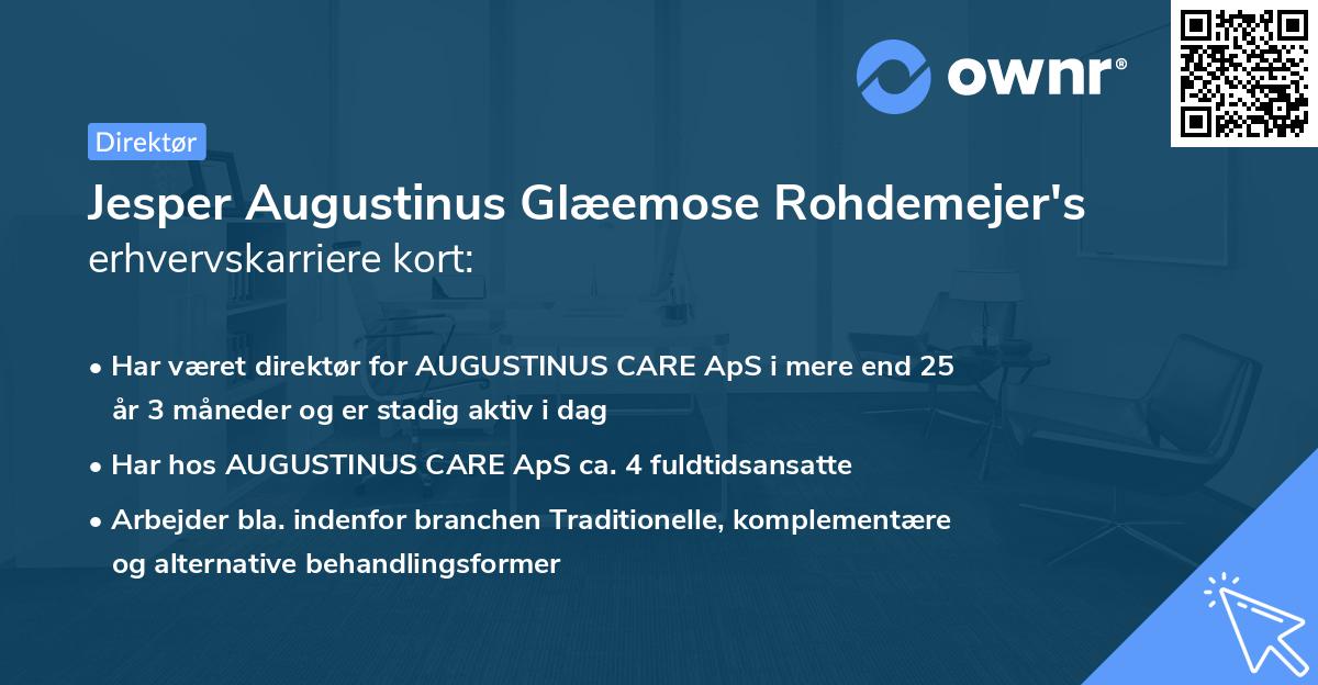 Jesper Augustinus Glæemose Rohdemejer's erhvervskarriere kort