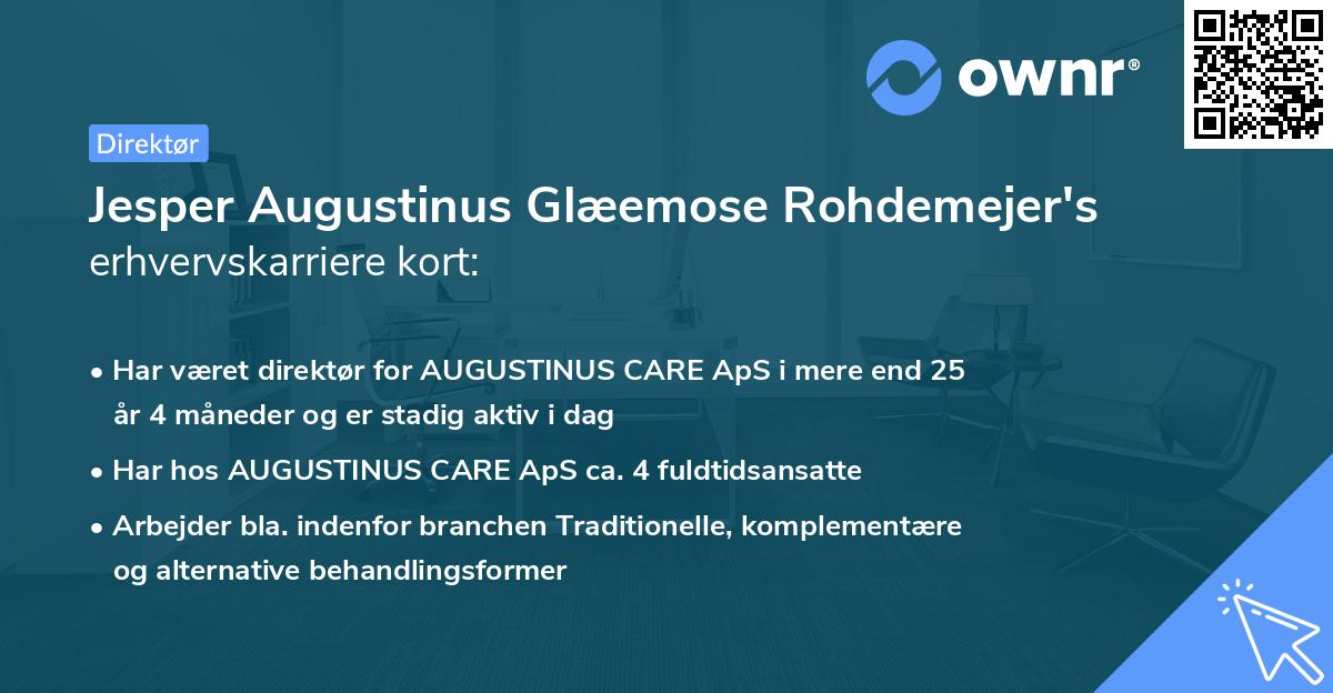Jesper Augustinus Glæemose Rohdemejer's erhvervskarriere kort