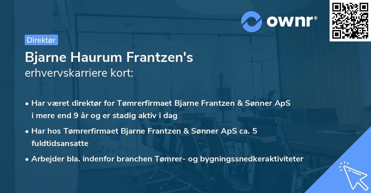 Bjarne Haurum Frantzen's erhvervskarriere kort