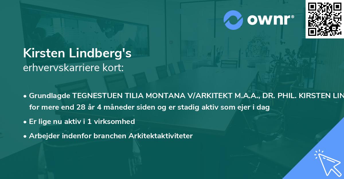 Kirsten Lindberg's erhvervskarriere kort