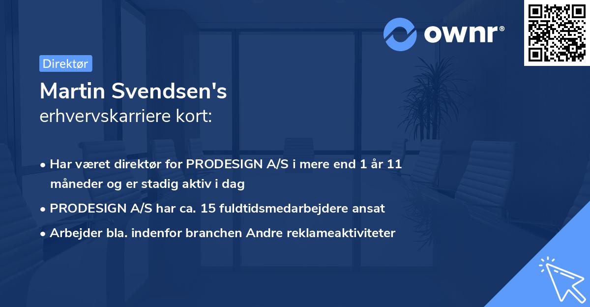 Martin Svendsen's erhvervskarriere kort