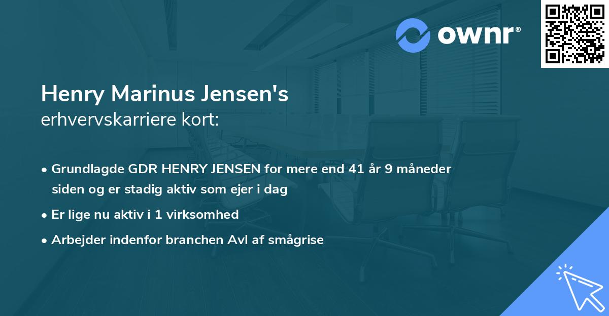 Henry Marinus Jensen's erhvervskarriere kort