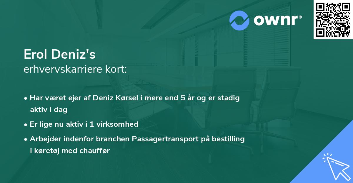 Erol Deniz's erhvervskarriere kort