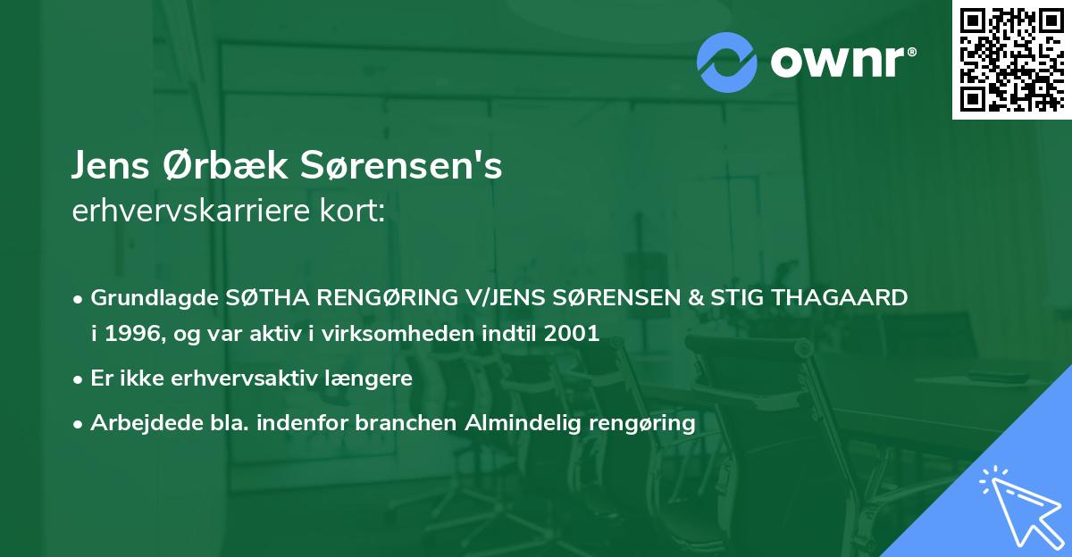 Jens Ørbæk Sørensen's erhvervskarriere kort