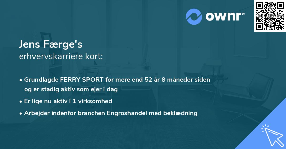 Jens Færge's erhvervskarriere kort