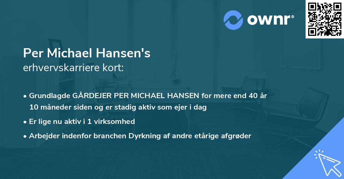 Per Michael Hansen's erhvervskarriere kort