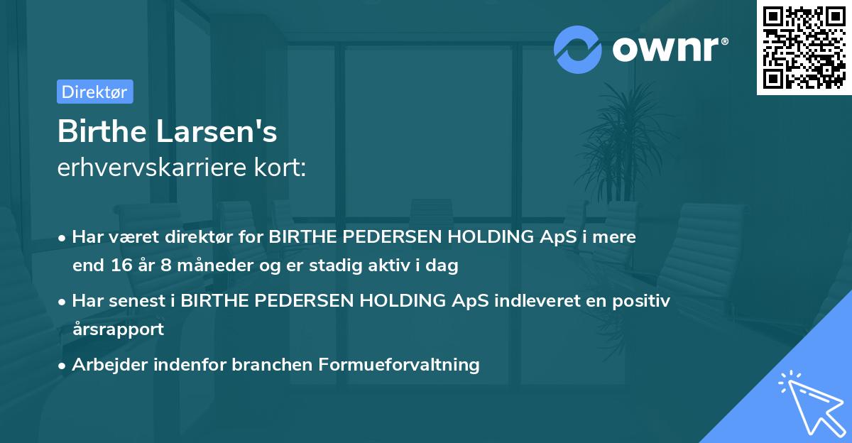 Birthe Larsen's erhvervskarriere kort