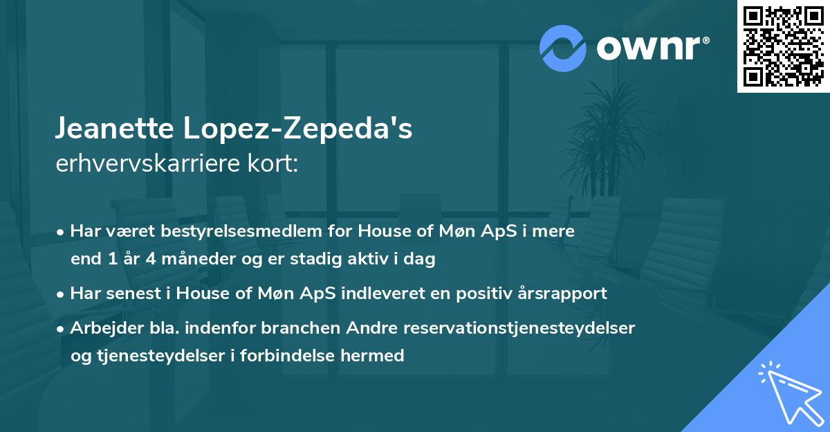 Jeanette Lopez-Zepeda's erhvervskarriere kort