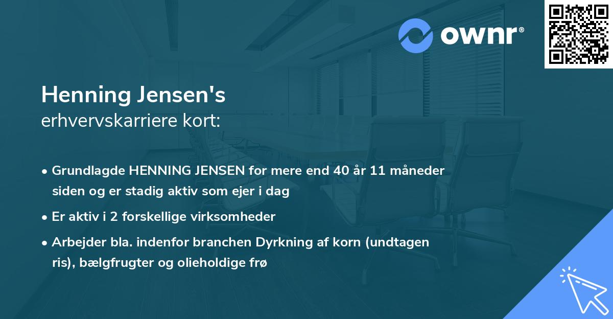 Henning Jensen's erhvervskarriere kort