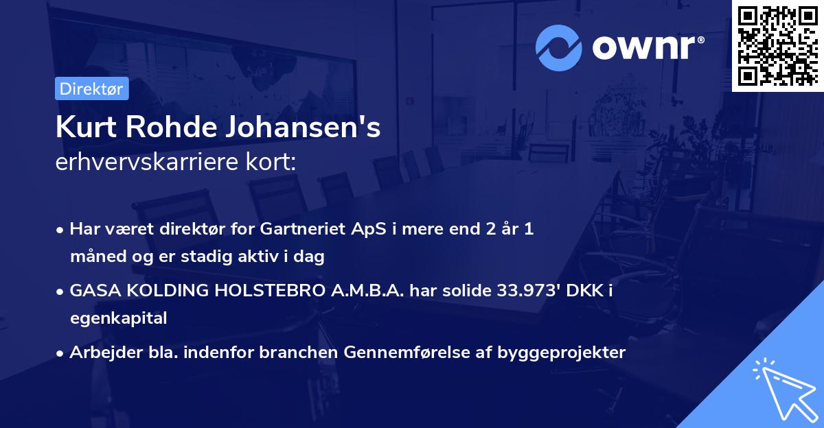 Kurt Rohde Johansen's erhvervskarriere kort