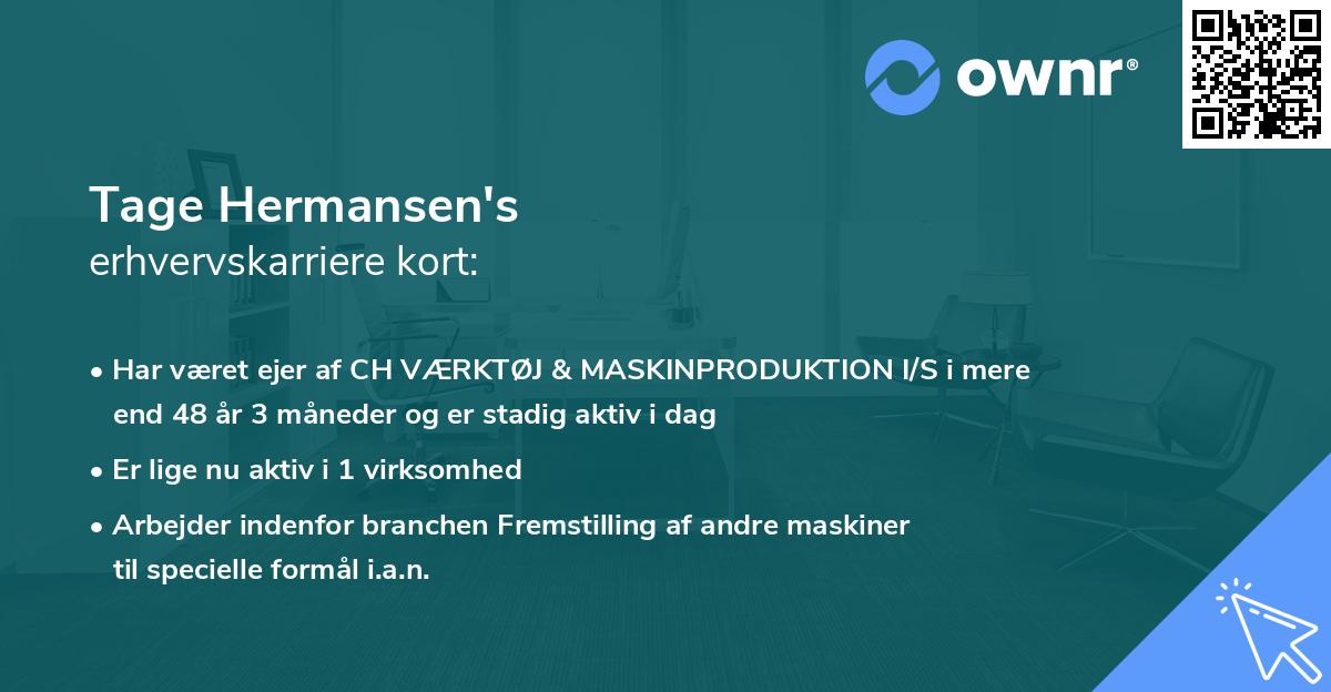 Tage Hermansen's erhvervskarriere kort
