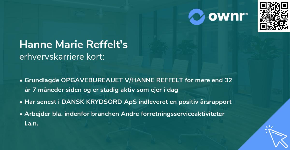 Hanne Marie Reffelt's erhvervskarriere kort