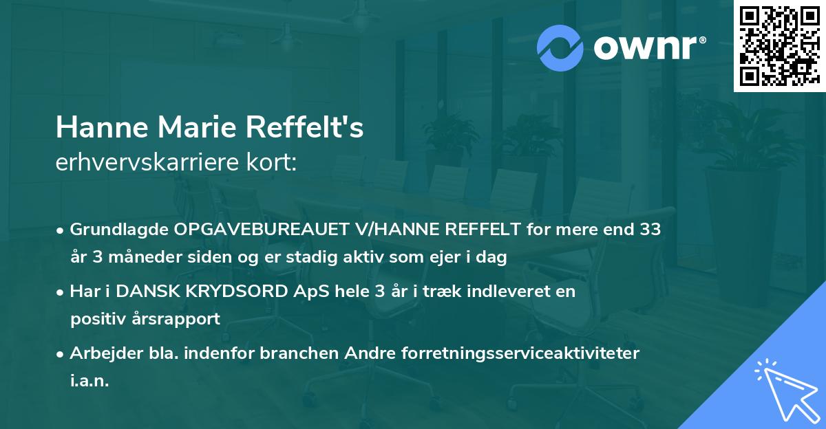 Hanne Marie Reffelt's erhvervskarriere kort