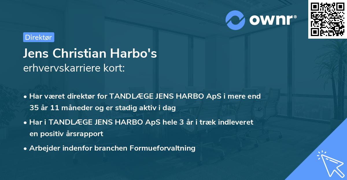 Jens Christian Harbo's erhvervskarriere kort