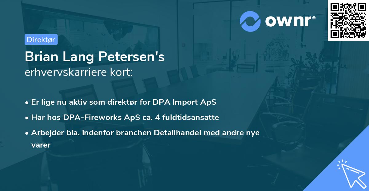 Brian Lang Petersen's erhvervskarriere kort