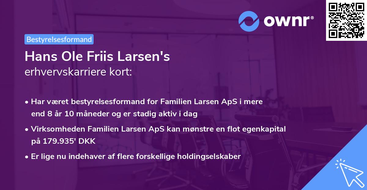 Hans Ole Friis Larsen's erhvervskarriere kort