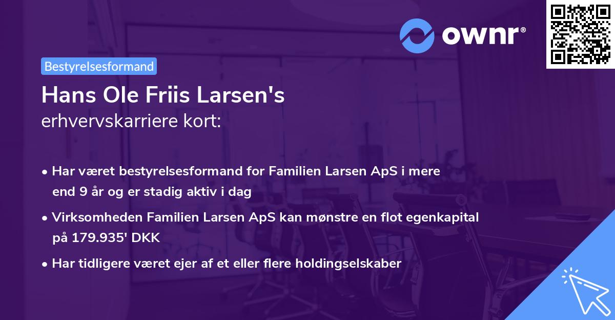 Hans Ole Friis Larsen's erhvervskarriere kort