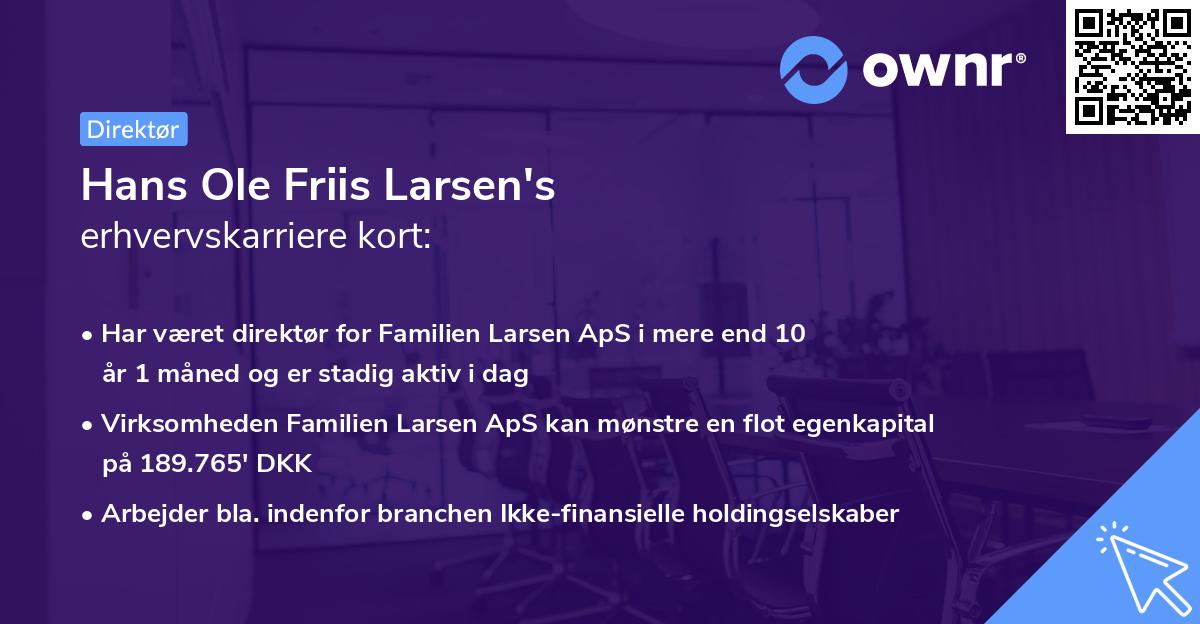 Hans Ole Friis Larsen's erhvervskarriere kort