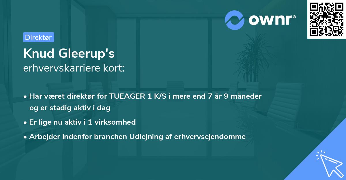 Knud Gleerup's erhvervskarriere kort