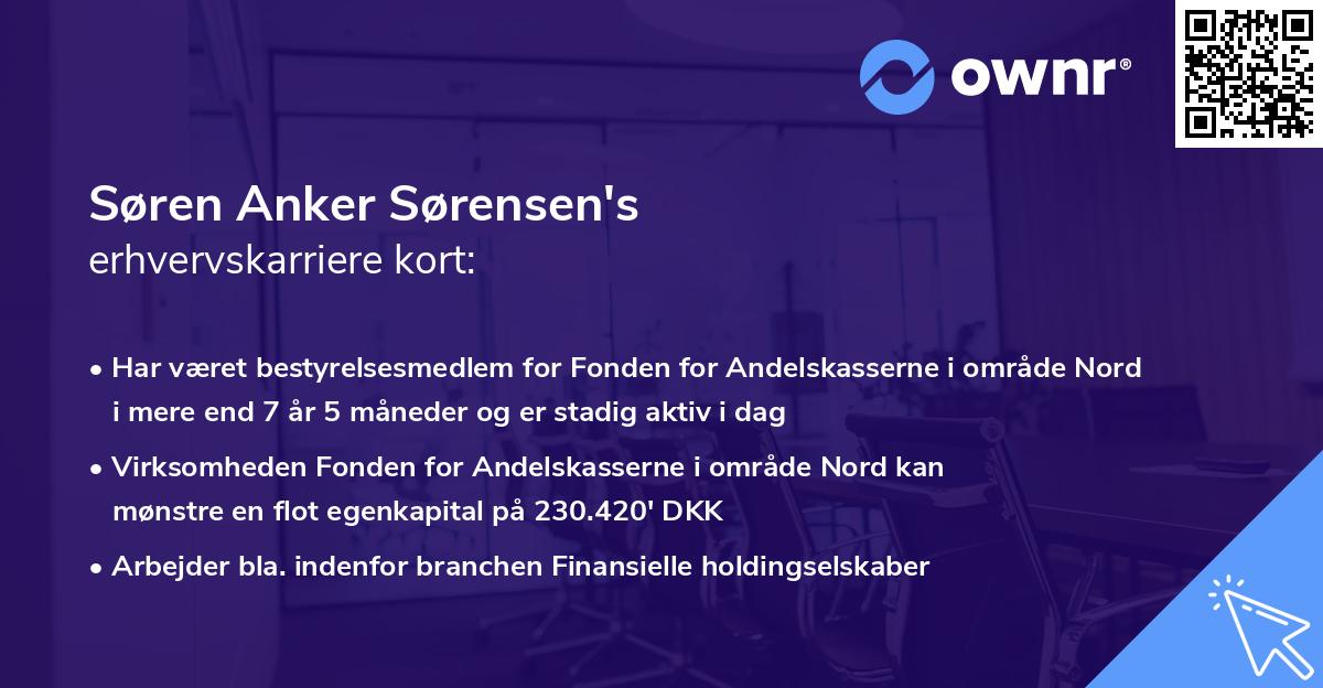 Søren Anker Sørensen's erhvervskarriere kort