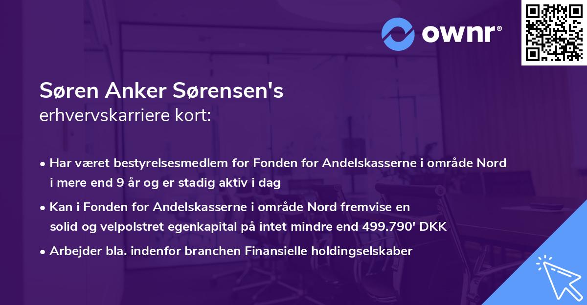Søren Anker Sørensen's erhvervskarriere kort