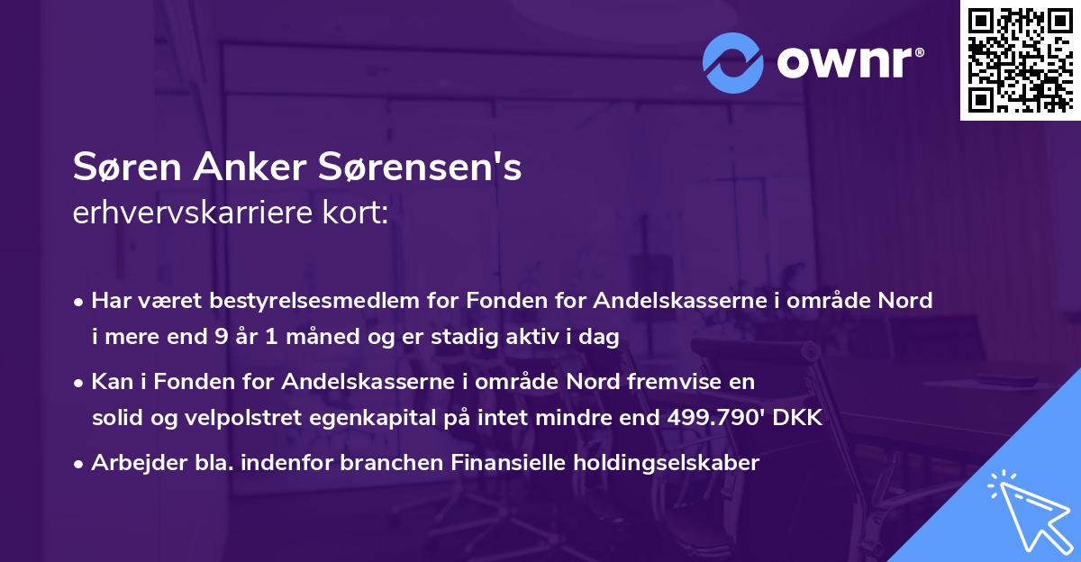 Søren Anker Sørensen's erhvervskarriere kort